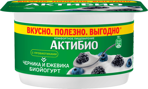 АктиБио Биойогурт обогащ., черника злаки льн. сем. 3% 130г Ф.ст.