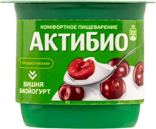 АктиБио Биойогурт обогащенный, вишня 2,9% 130г Ф.ст. ГЛ12 (шт.)