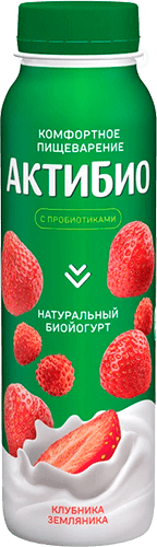 АктиБио Биойогурт обогащенный Клубника земляника 1,5% 870г Бут.