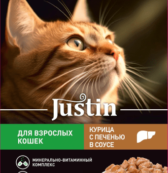 Корм д/кошек Justin говядина в соусе 75г